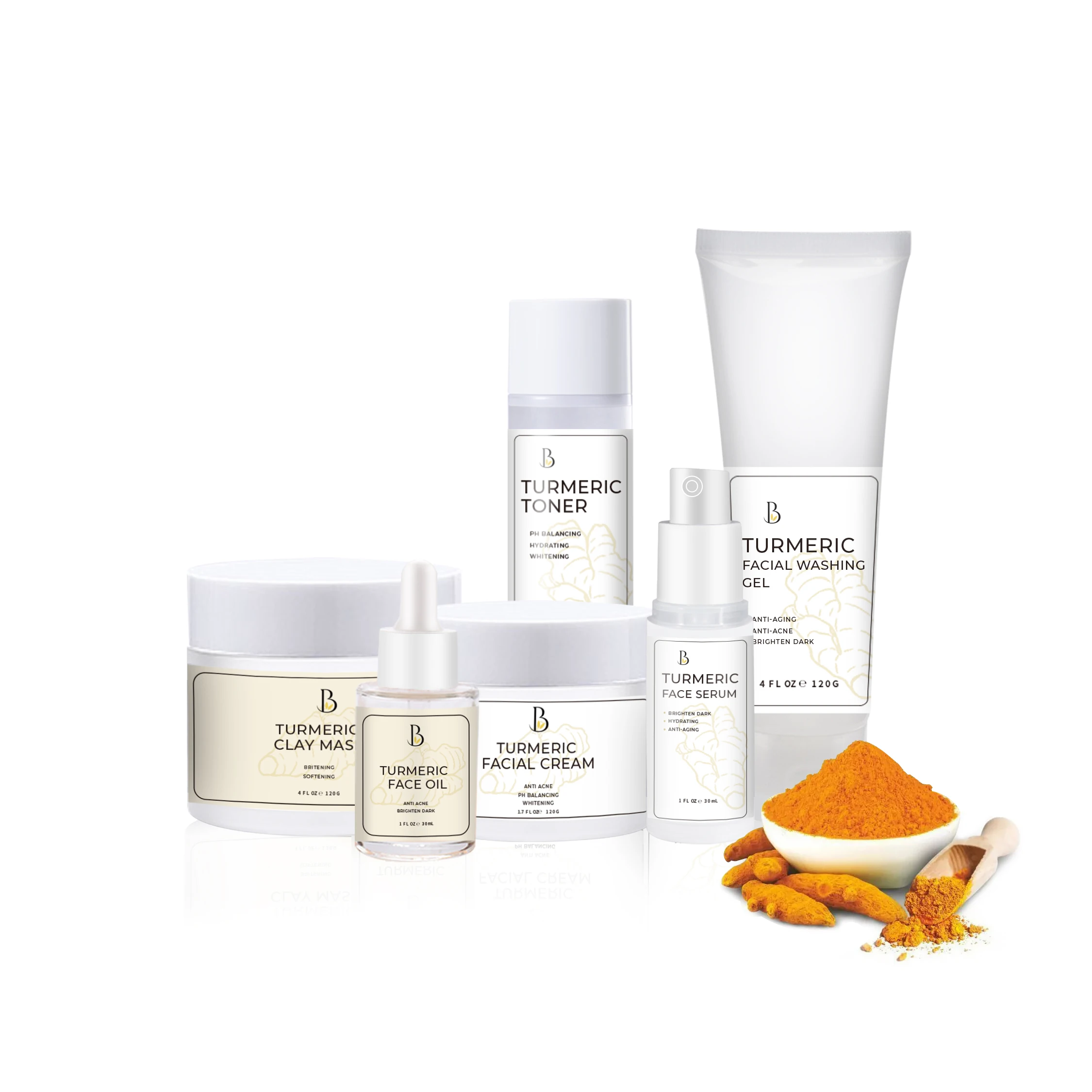 Organic turmeric  oil facial cleanser skin care big set dropship packaged best selling turmeric face cream manufacturers