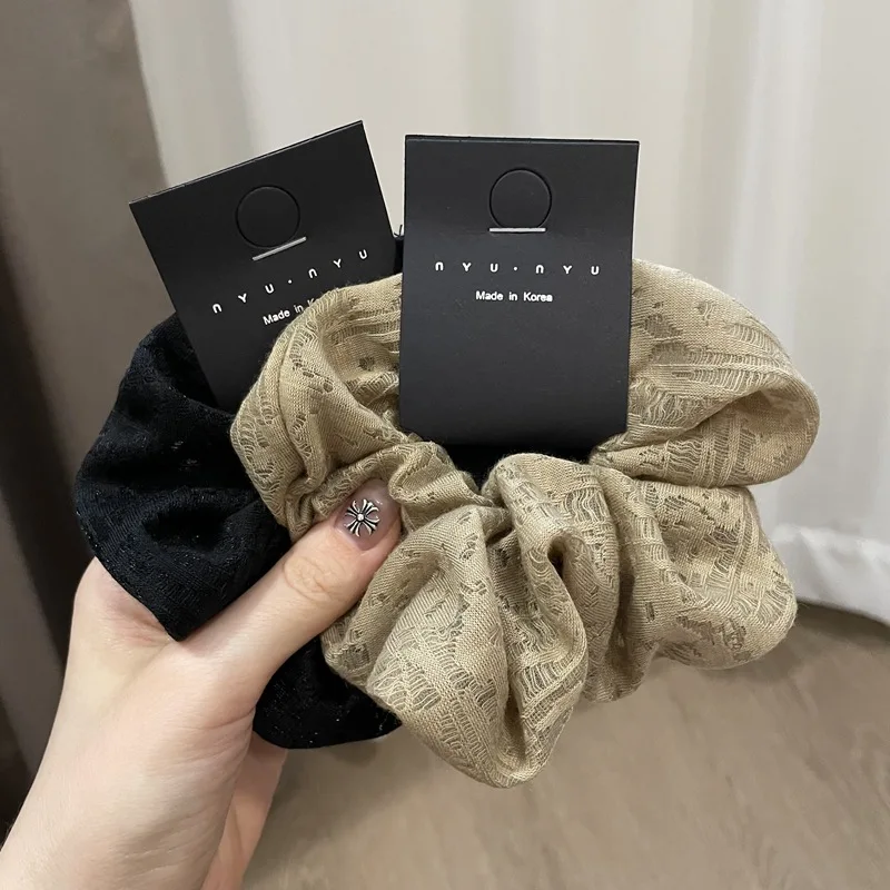 Новый стиль полые кружева крючок цветок однотонная повязка для волос конский хвост большие резинки для волос винтажная Тканевая резинка для волос