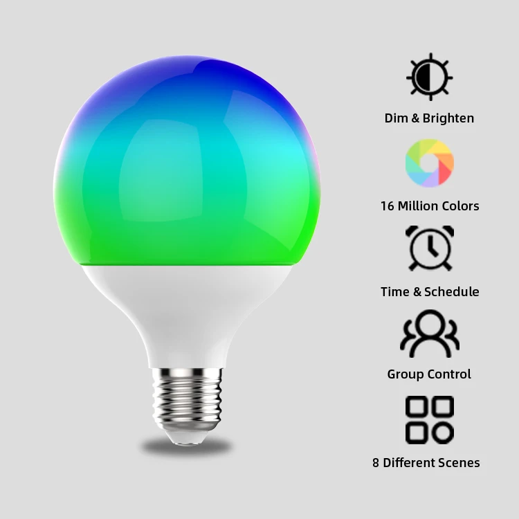 Round E26 10w 15w 18w Zigbee Tuya Home Interior E27 Lamp Bulbs B22 Wifi RGB Smart Light Remote Control Led Bulb Dimmable
