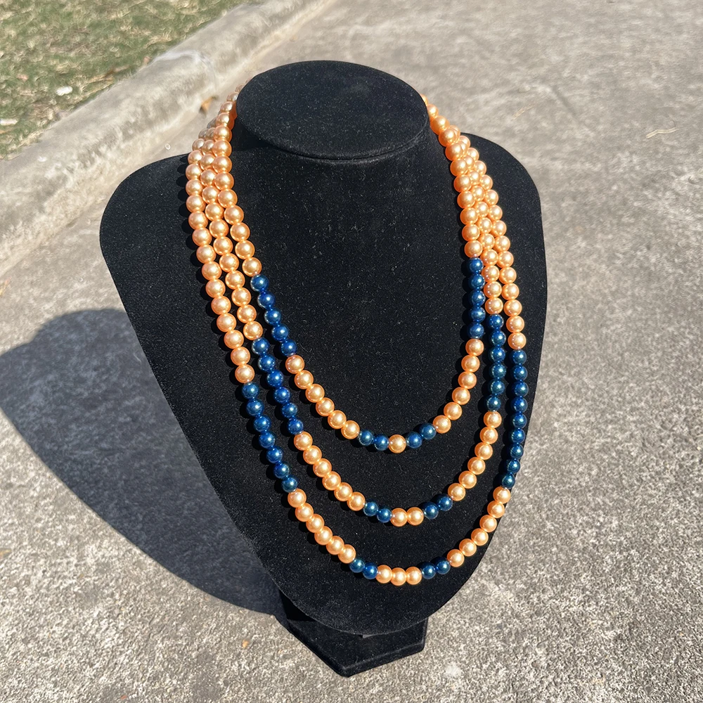 Custom Handmade Three Rows Chokers Greek sorority Organization Greece Letters Sigma Gamma Rho Pearl Necklaces