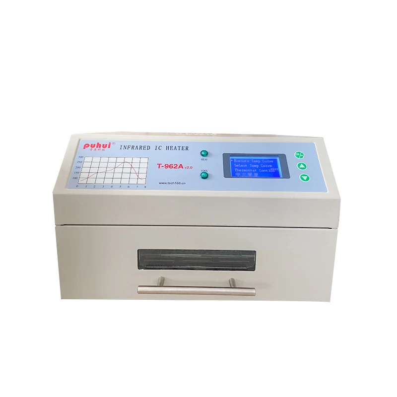 Puhui Reflow Oven T-962A V2.0 1500w Mini Desktop Reflow Oven 300*320mm  Infrared BGA SMD SMT Rework Station