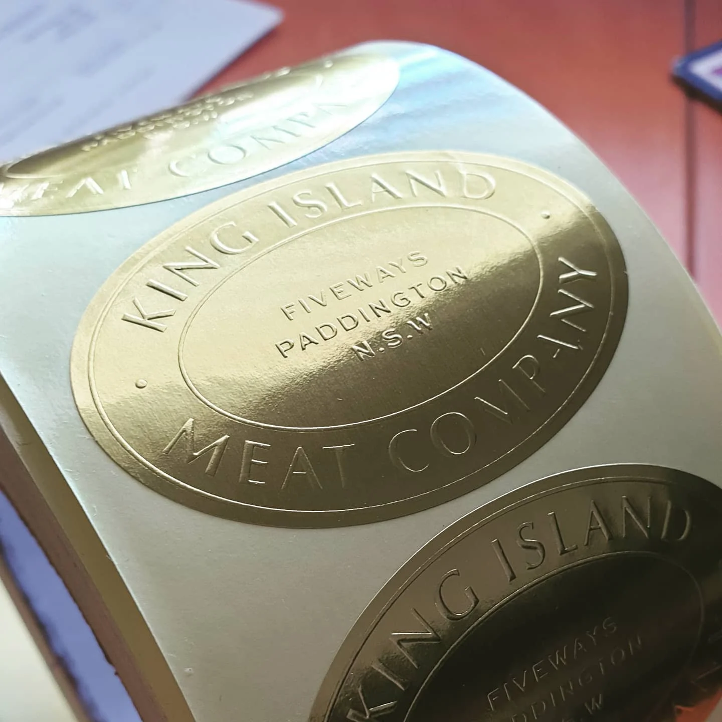 Meat company embossed logo certificate of conformity stickers printing