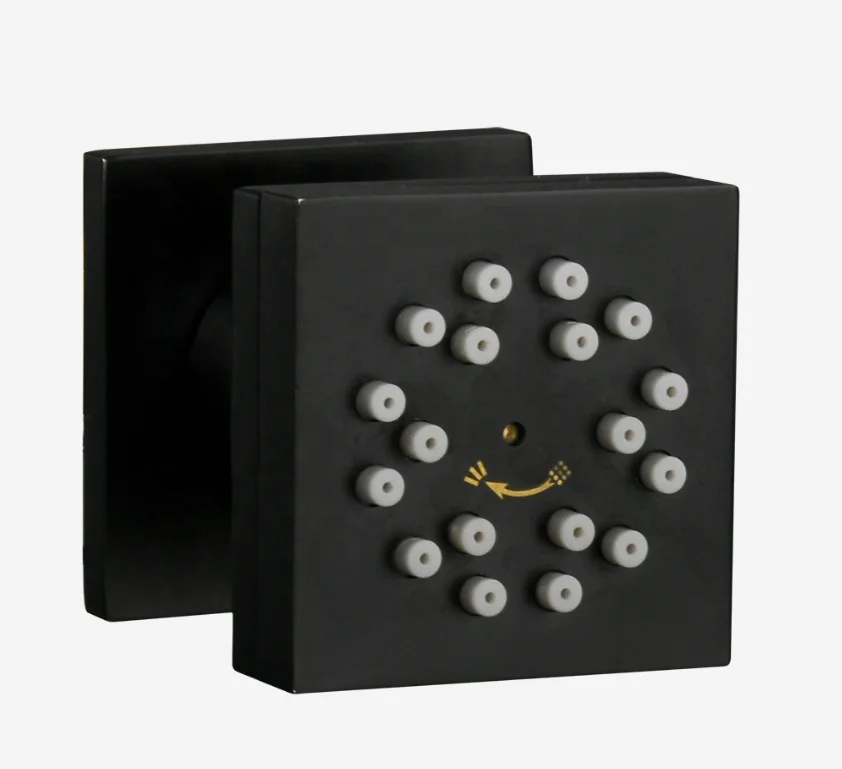 Concealed Solid Brass Black Body Sprays Square Shower Spa Massage Body Jets 2-Function Wall Mount Jet