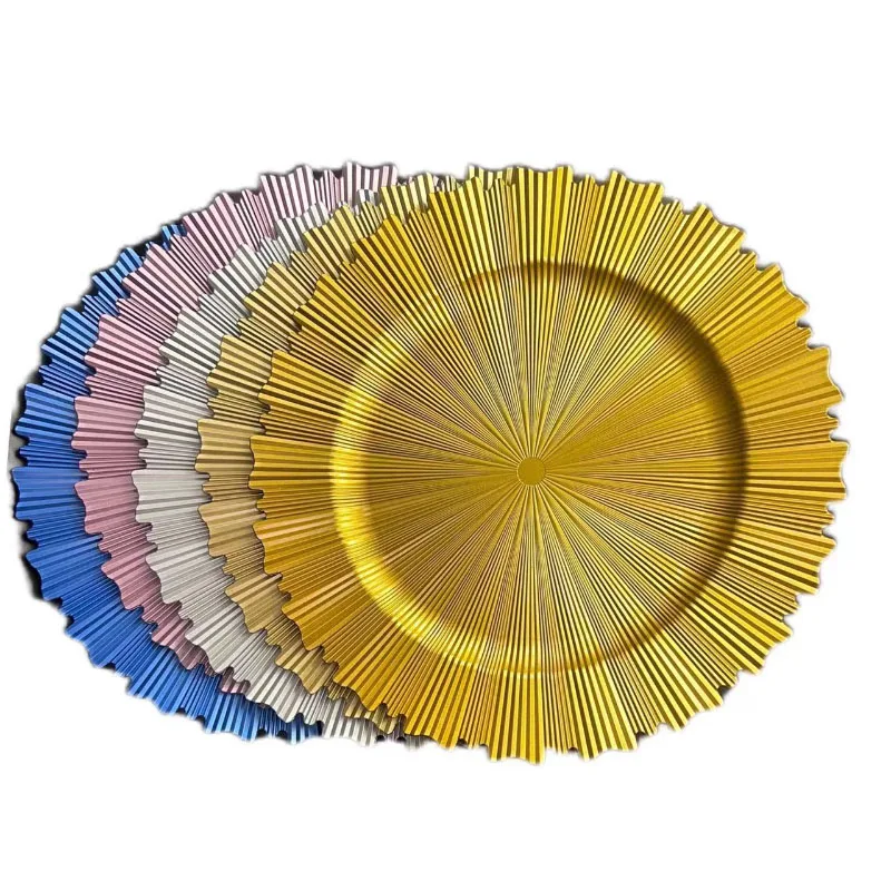 High Sustainable 13' Acrylic Dinner Plate Set Gold Rim Charger Plates Weddings Table Decorations Centerpieces Plastic Dish