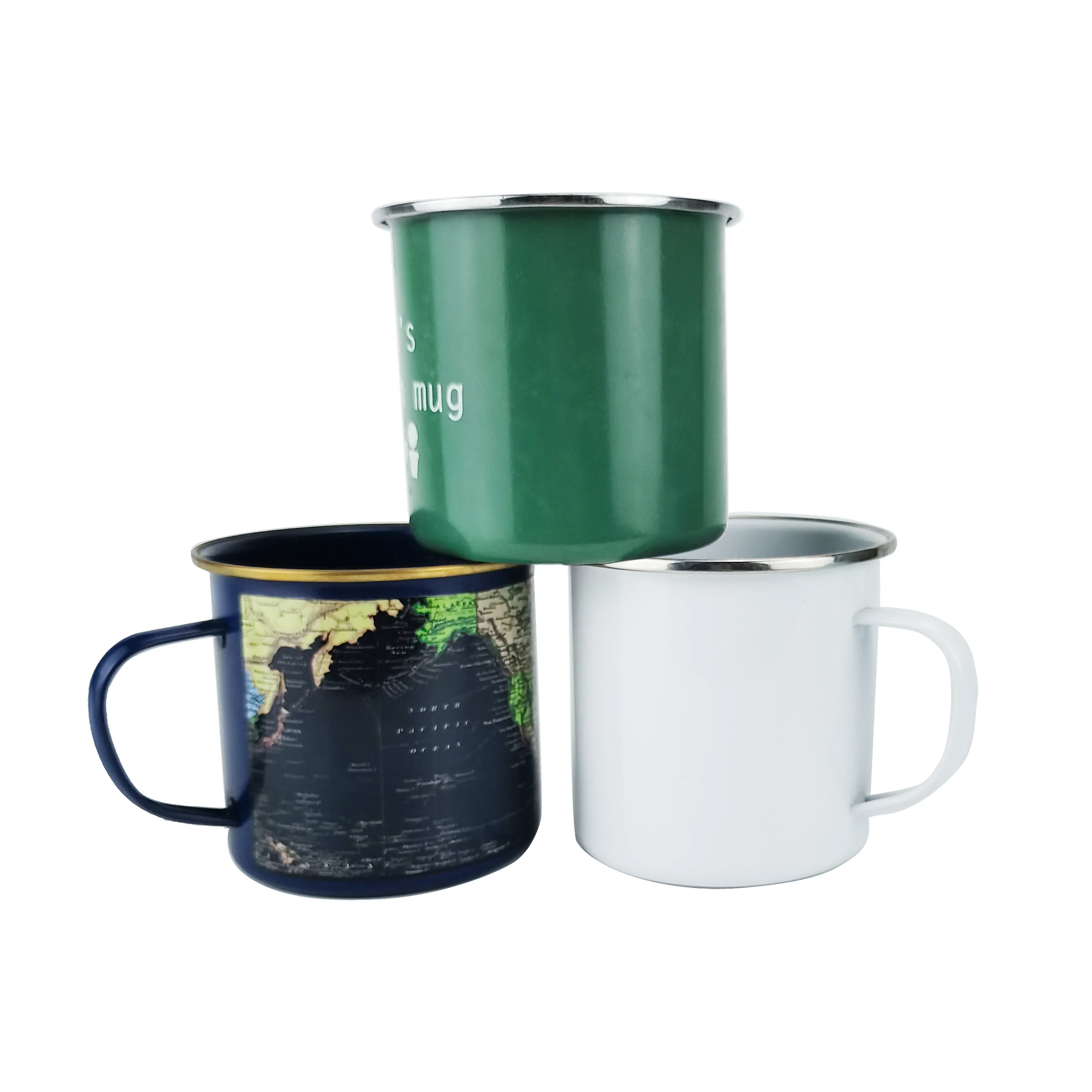 Wholesale Promotion Enamel Mug with Stainless Steel Ring