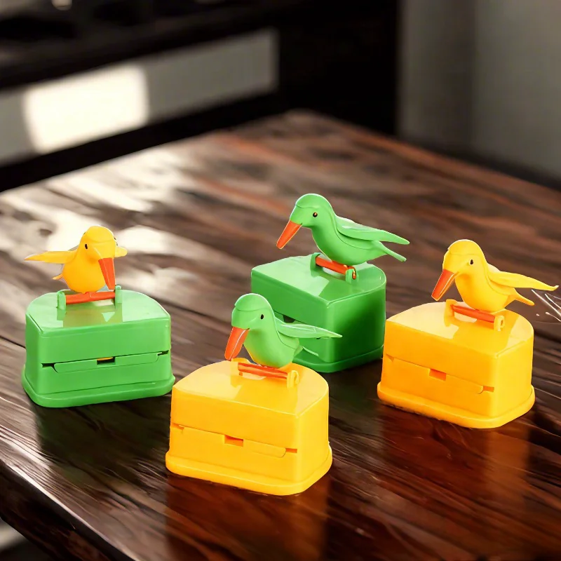 2024 FASHION Automatic Storage Toothpick Dispenser Dinning Table Decor Press Type Toothpick Holder Bird Shape Toothpick Box Bird