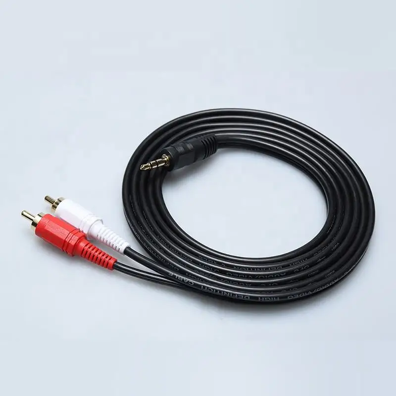 Factory Direct Sale 2 RCA Audio Cable 3.5mm Car Audio Cable For DVD Player Monitor Microphone