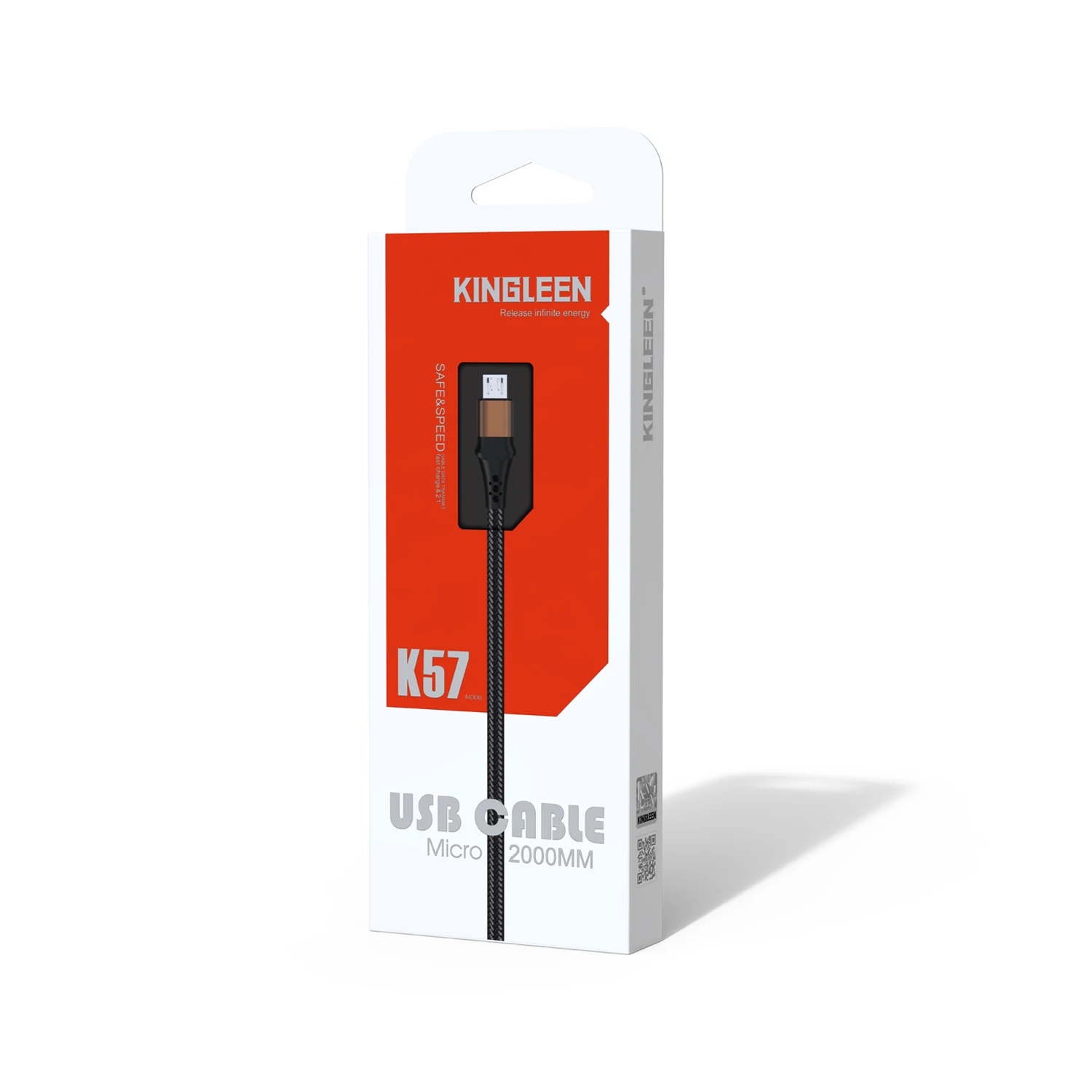 Factory price aluminium alloy nylon braided 2m/2000mm micro durable usb data cable for Android/iph/type-c KINGLEEN K57/K58/K59s