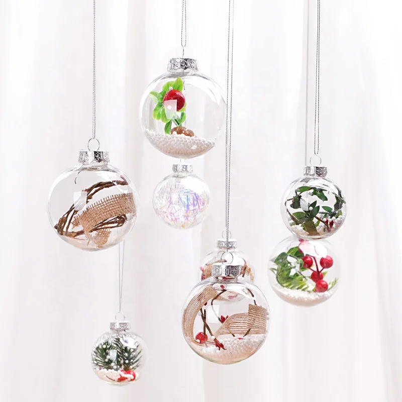 Factory  wholesale custom 8cm plastic clear christmas glass ball Hot sale Christmas tree ornaments ball
