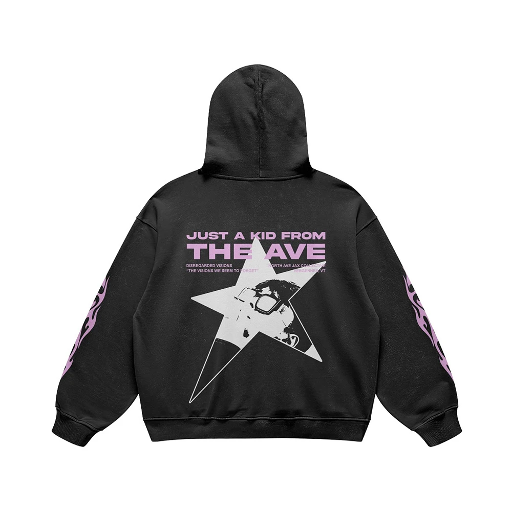 OEM Custom 100% Cotton Oversized Functional Y2K Heavyweight Printing Logo Mock Neck Acid Wash Vintage Men Hoodie