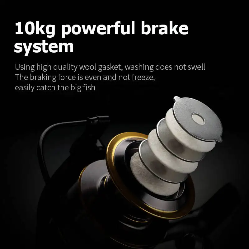 12BB 5.2: 1 Gear Ratio 10kg Max Drag Long Cast Carp Surf Full Metal Spinning Fishing Reel Saltwater and Freshwater