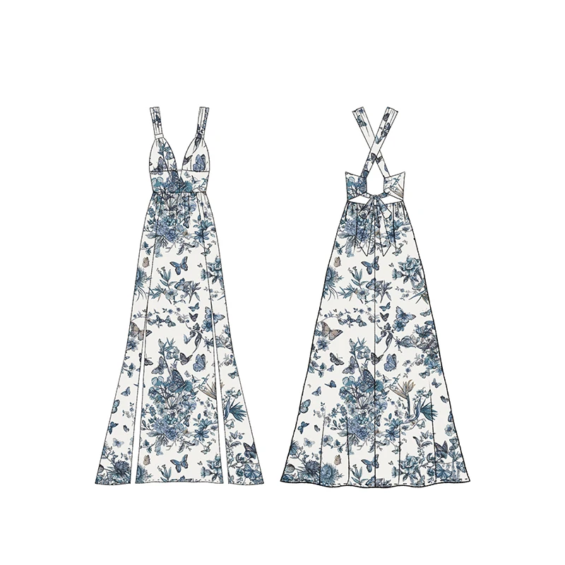High-quality printed dresses for women brand clothing manufacturers for customs clothes