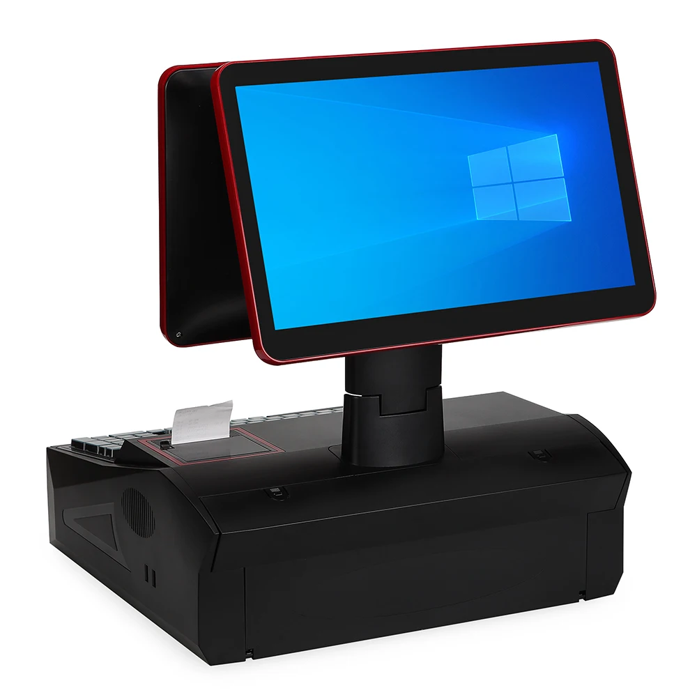 Все в одном сенсорный двойной экран Точка кассового терминала android pos системы