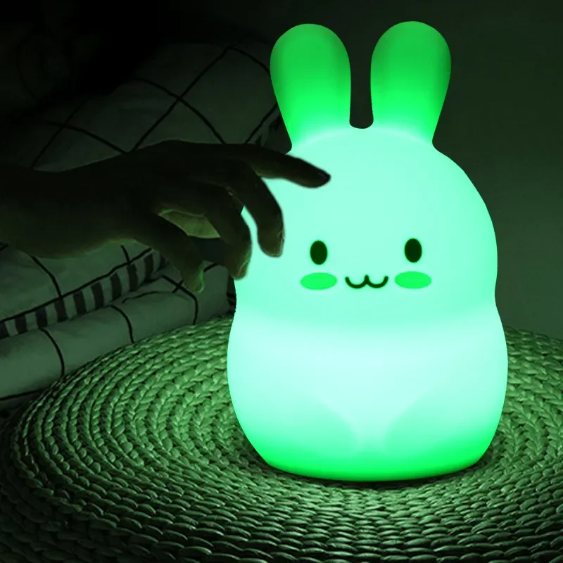 Wholesale Low MOQ USB Led Bunny Lamp Motion Sensor Night Light Cute Rabbit Children Silicone Night Lights For Kids Room