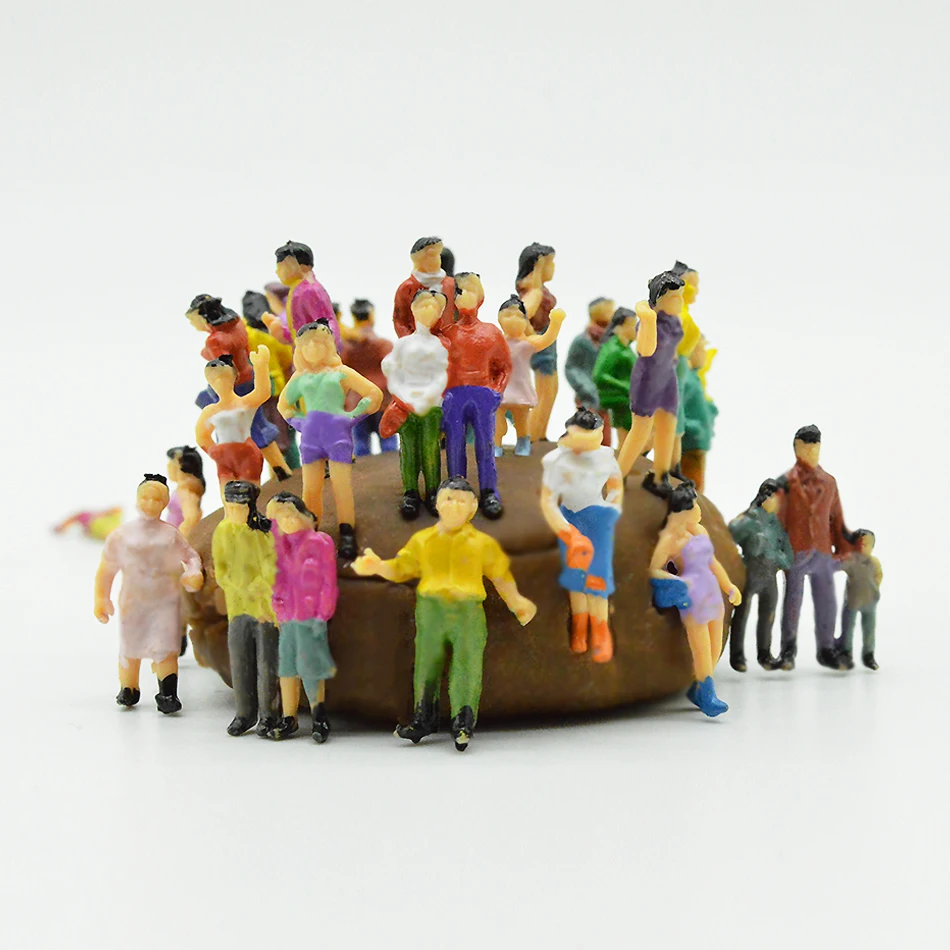 
50pcs HO scale plastic painted figures 1:87 model passager people architectural building materials standing figures 