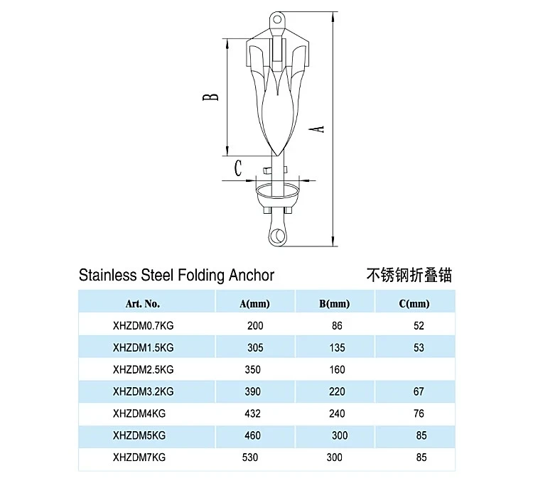 Marine Anchor Stainless Steel Folding Anchor Boat Hardware