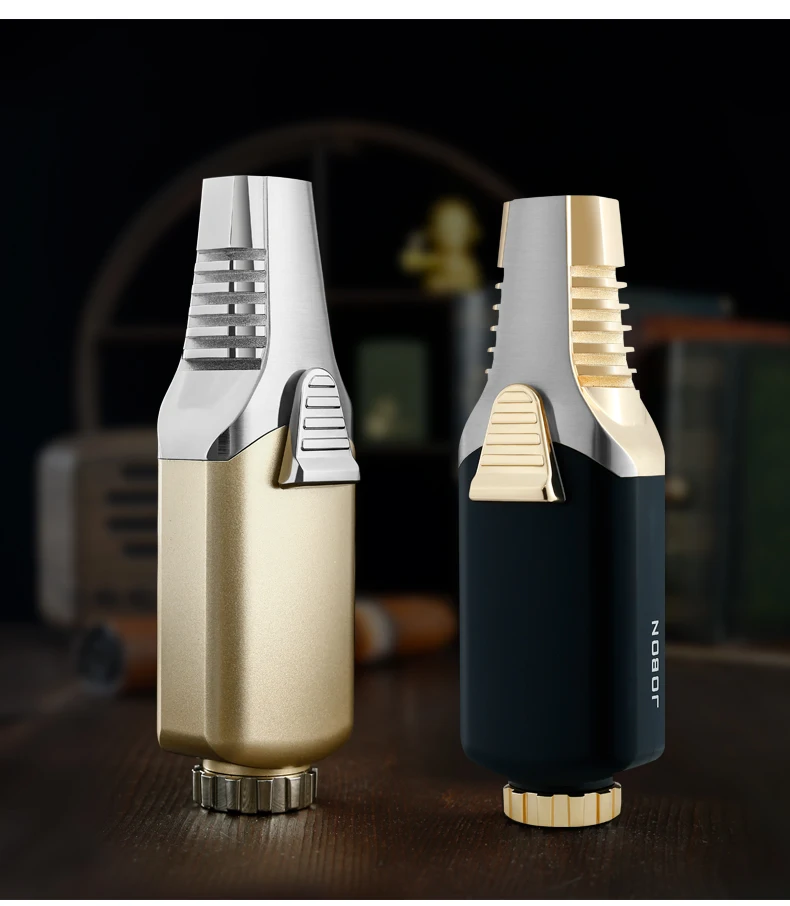 High-Temperature Resistance Wind-Proof Blue Flame Adjustable Cigar Lighter Refillable Metal Accessory Cigarettes Smoking