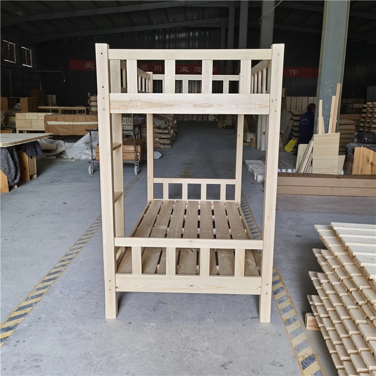 Twin/Twin Kids Furniture No Box Spring Solid Pine Wood Bunk Bed with Guardrails