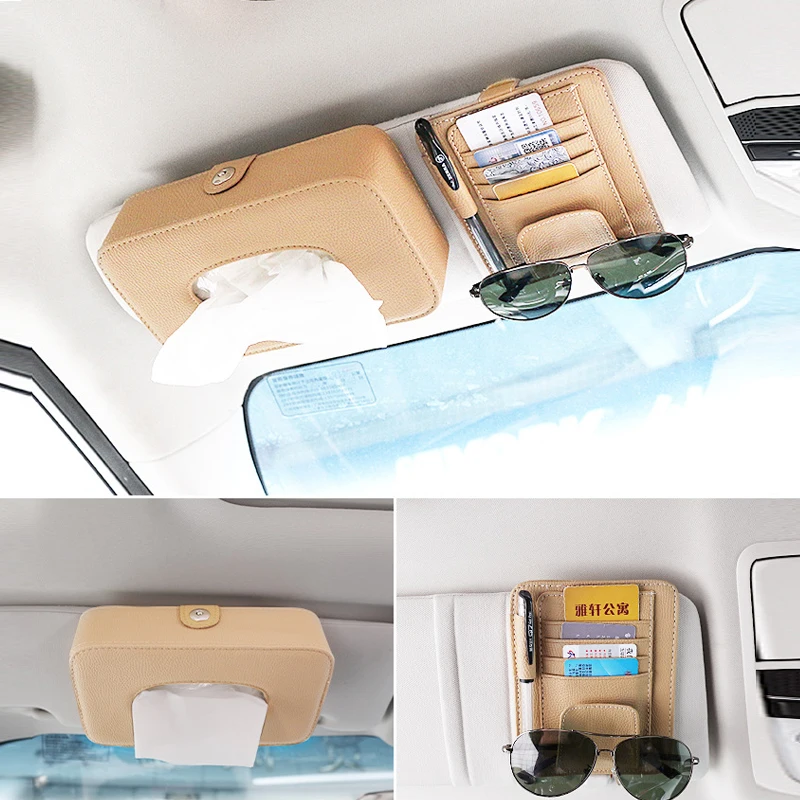 Factory Wholesale Napkin Dispenser Clip on Car Sun Visor Tissue Holder Vehicle Tissue Case Auto Interior Accessories