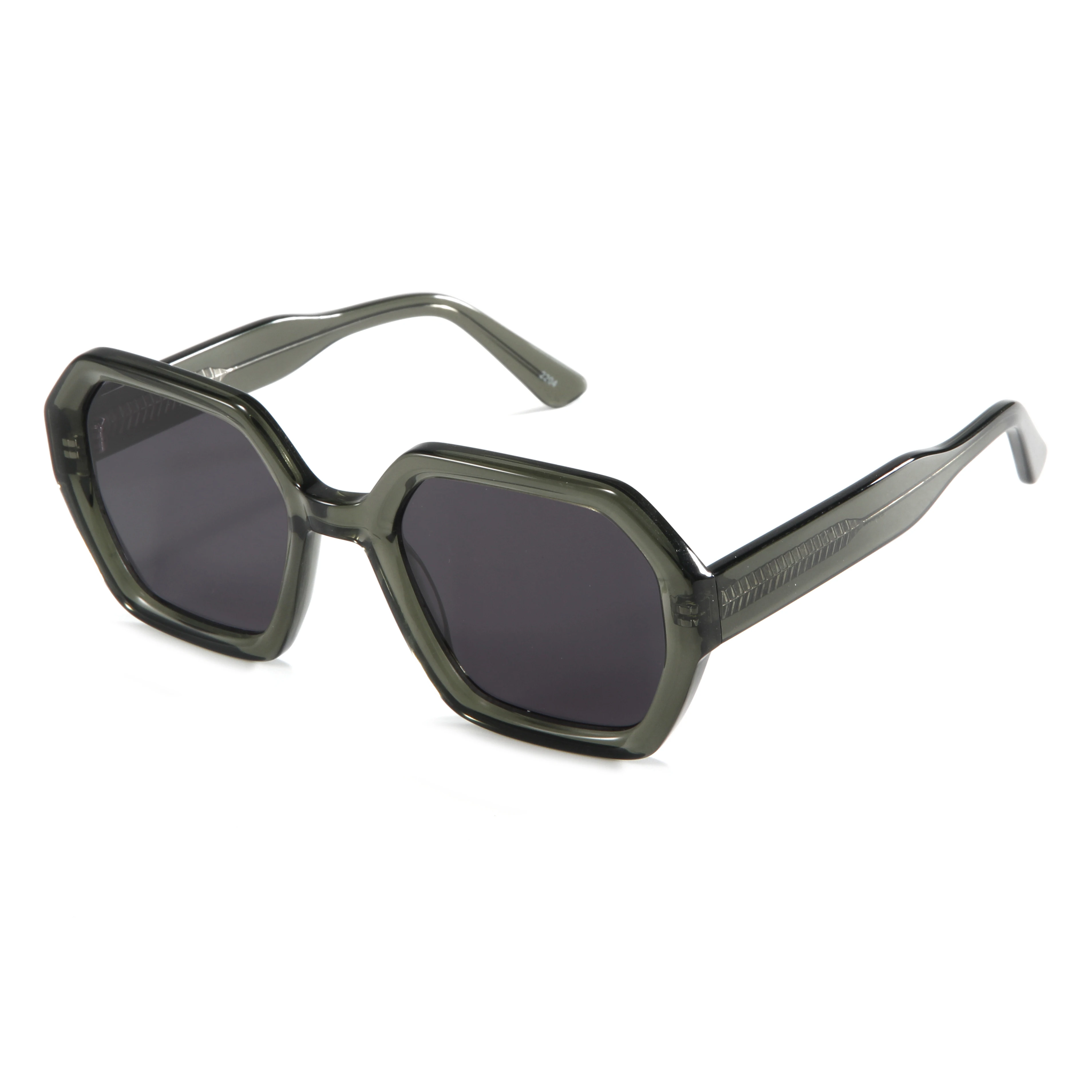 2023 Trend Polygon Flat Big Transparent Frame Shades Cr39 High Quality Hand Made Acetate  Sunglasses lightweight