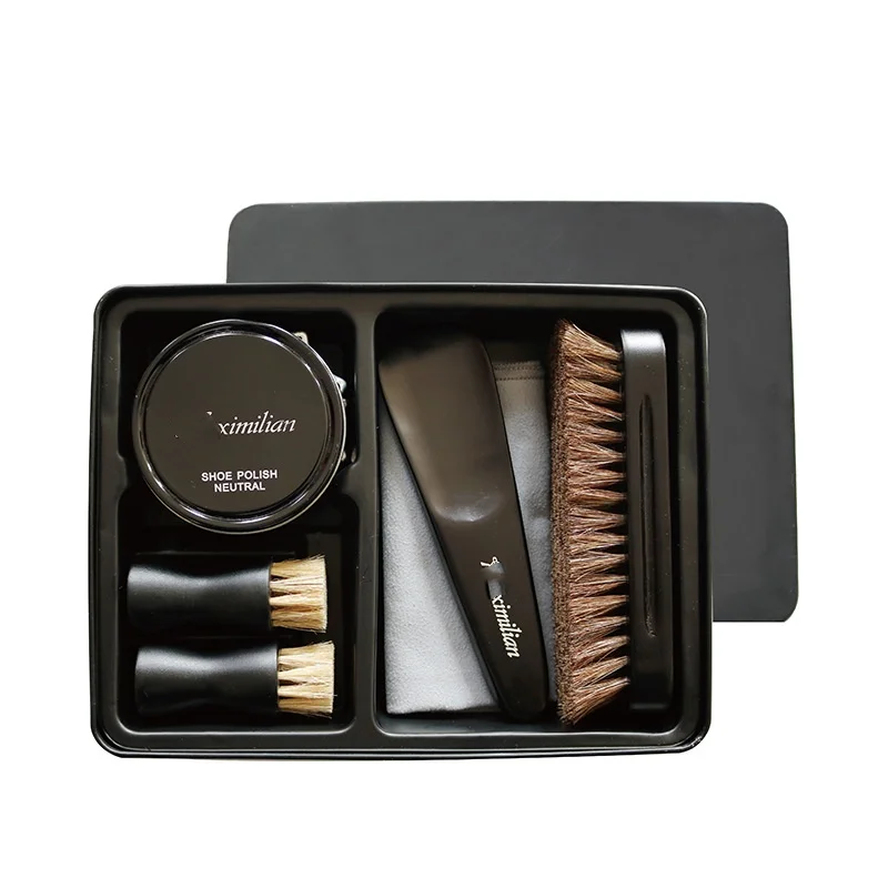 Factory Wholesale 7 in 1 Travel Shoe Shine Kit Premium Shoe Polish Set with Leather Cleaner for Shiny Shoes