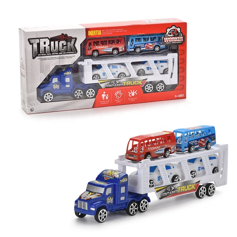 Wholesale Truck Mainan Inertia Tractor Police Car Bus Kids Toys Truck Friction Toy Vehicle