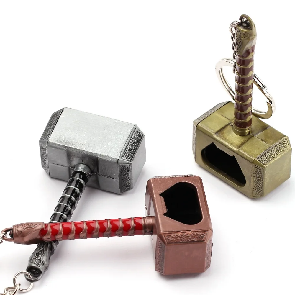 Custom metal key ring Wholesale Marvel The Avenger Thor laser LOGO zinc alloy key chain Movie Souvenir Hammer Keychain