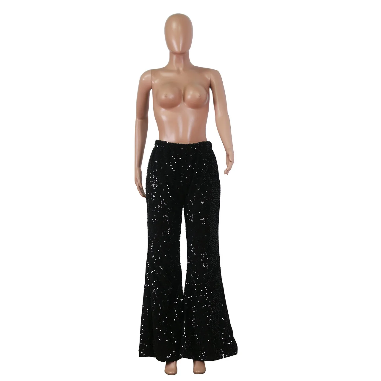 Hot Sale Flare Pants Womens Sequin Wide Leg Pants Fashion Club Wear Dresses Women Bell Bottom Pants