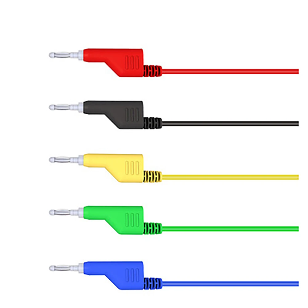 5PCS 4mm Banana Plug to Alligator Clip Crocodile Test Lead Kit Multimeter Cable 1M Wire 1000V/15A