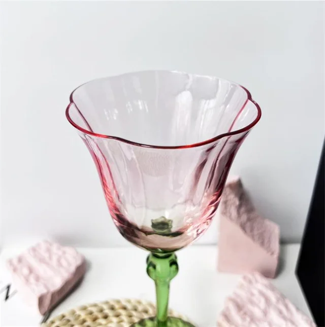 factory custom creative crystal glass fancy flower wine goblet red wine glasses for wedding