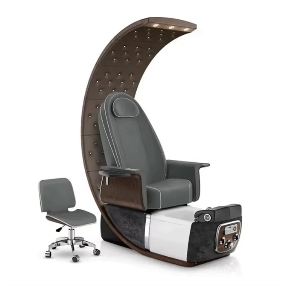 High quality oval massage pedicure chair with LED light and reversible back drainage pump for nail salon