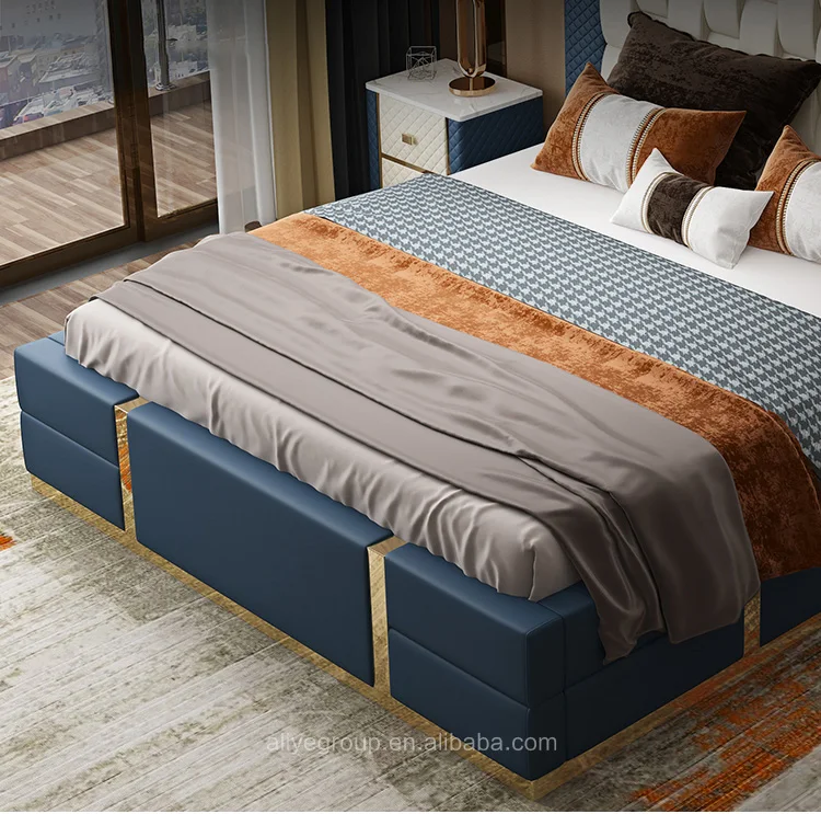 Newest modern leather King size beds bedroom furniture MC02-2