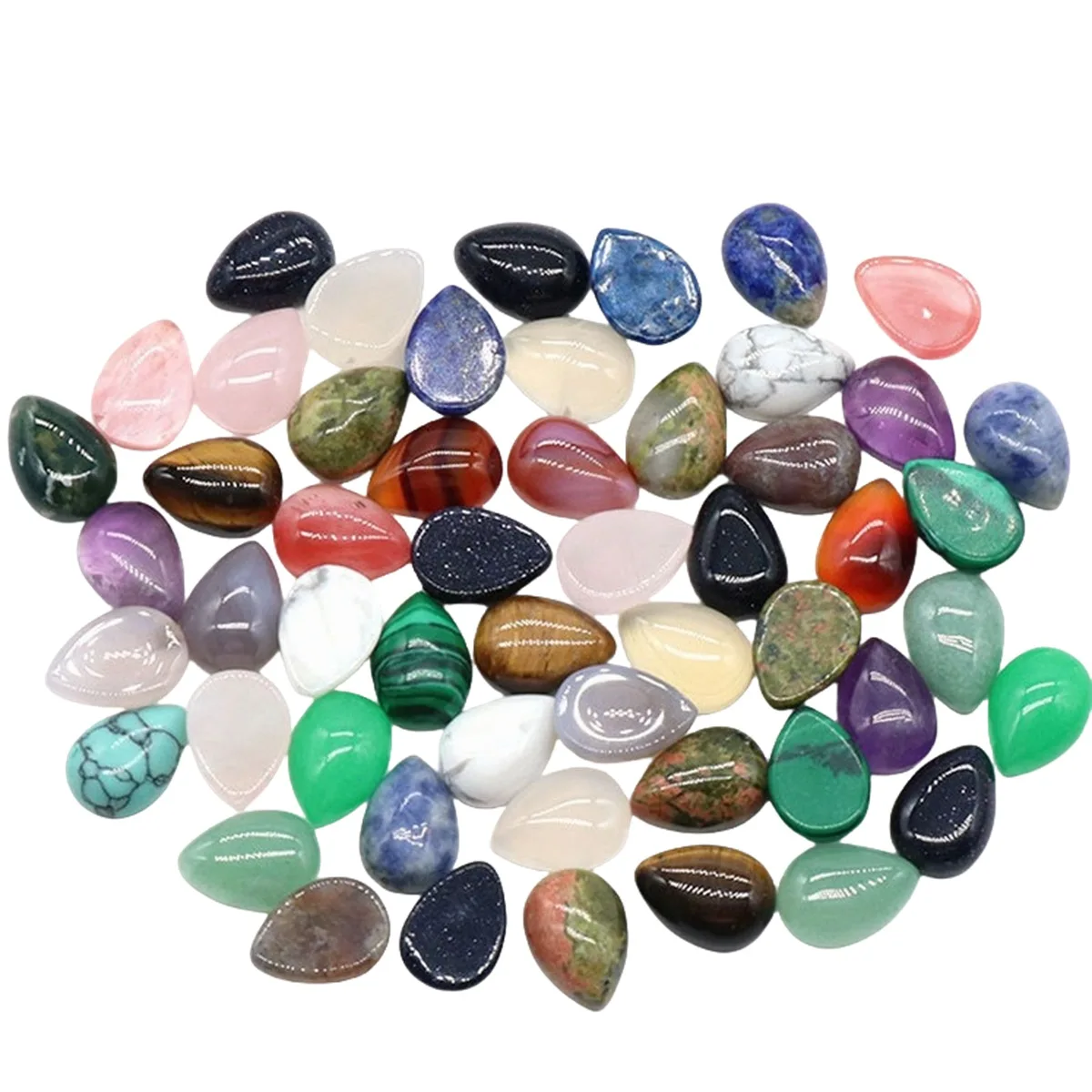 10x14mm Natural Stone Beads Water Drop Shaped Ring Faceted Reiki Beads for DIY Jewelry Making