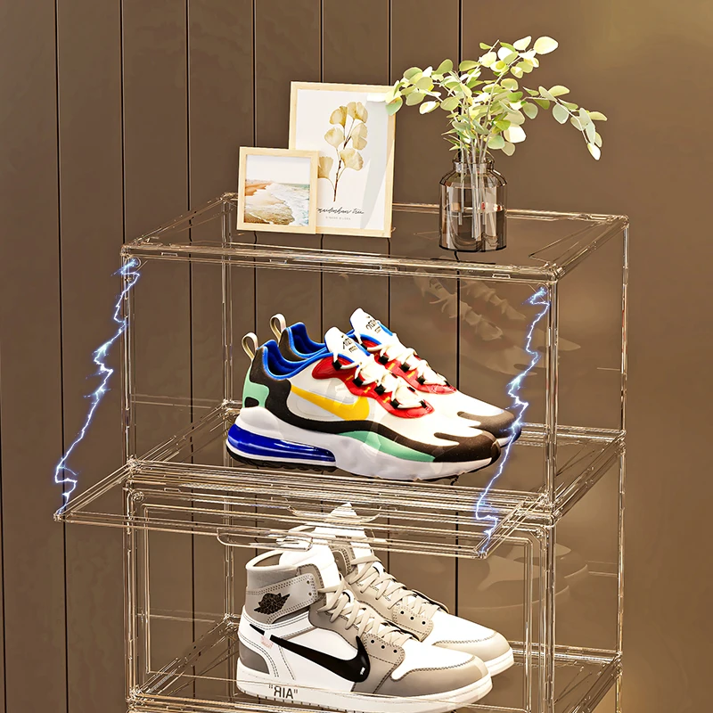Wannuo Hot Sale Plastic Shoe Boxes Wholesale Clear Shoe Box Storage Shoe Organizer Storage Box with Magnet