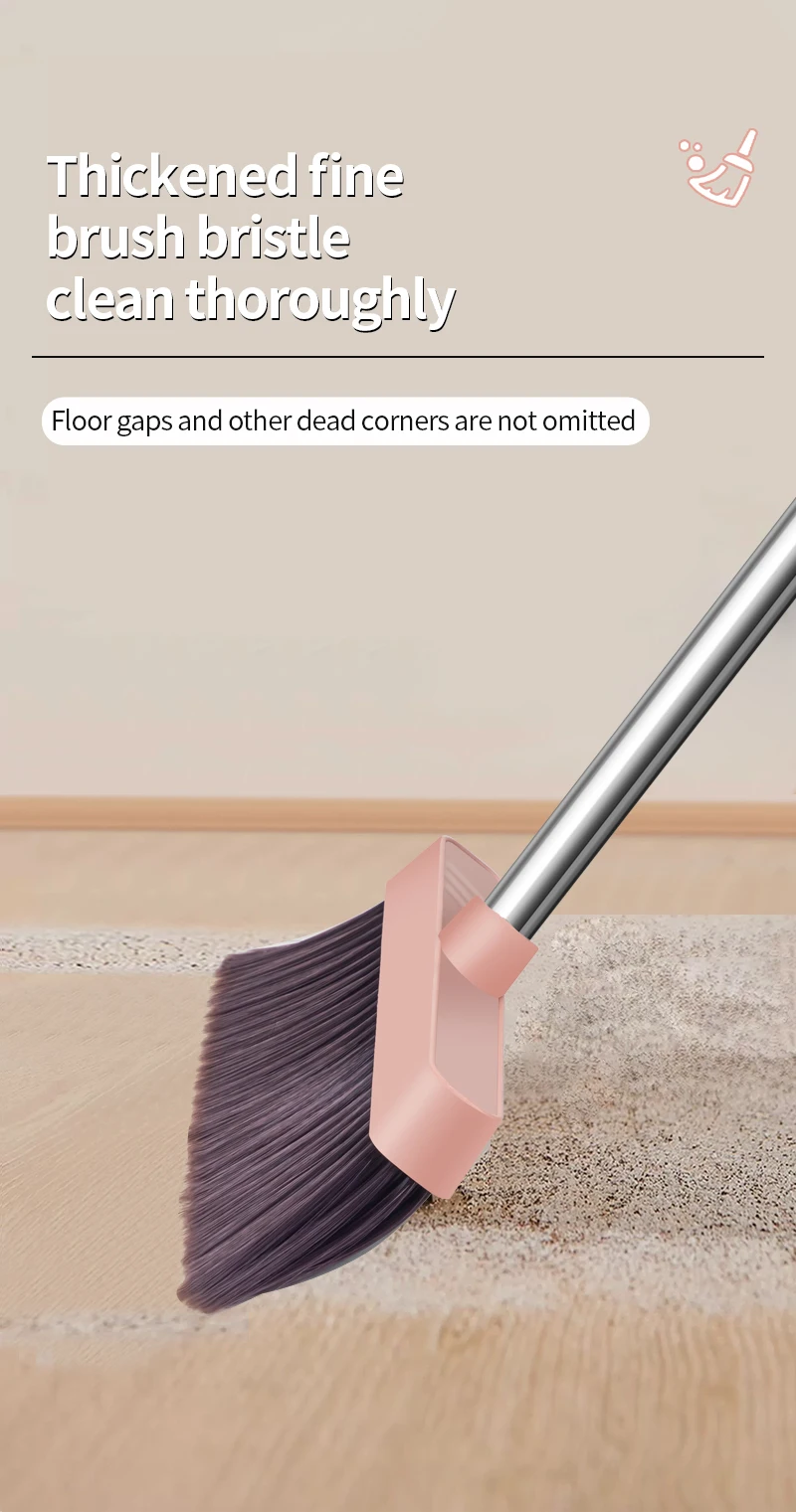 Best-selling plastic easy clean broom and dustpan cleaning brooms 22mm 25mm 28mm thick broom and dustpan set metal long handle