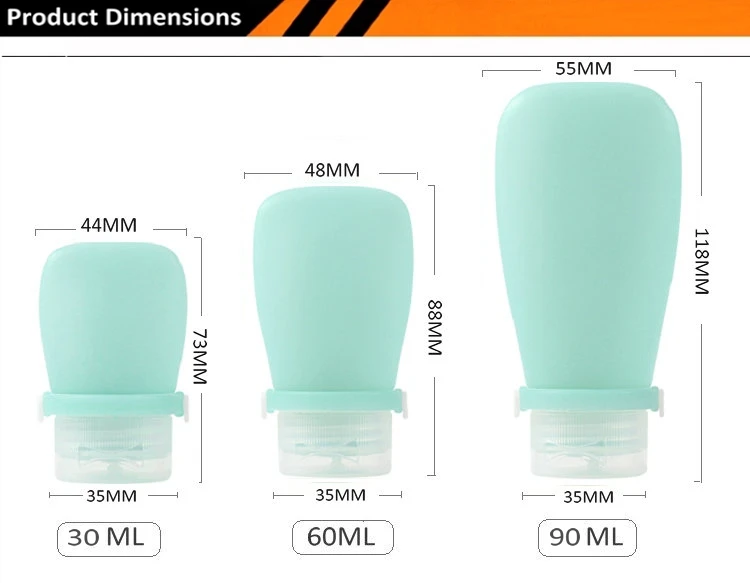 Portable 30ml 1oz refillable squeeze leakproof empty travel bottle silicone lotion cosmetic shower bottle travel tube