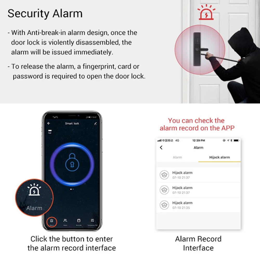Elock ES237F oem Tuya Safety Smart Lock Wifi electronic door handle security fingerprint smart lock with Camera