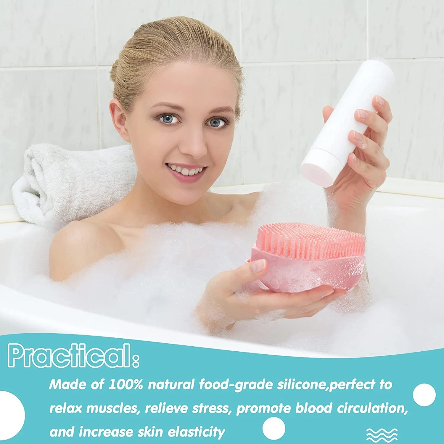 High Quality Skin Care Tool Exfoliating Body Scrubber with Soap Dispenser Silicone Soft Bath Shower Massage  Brush