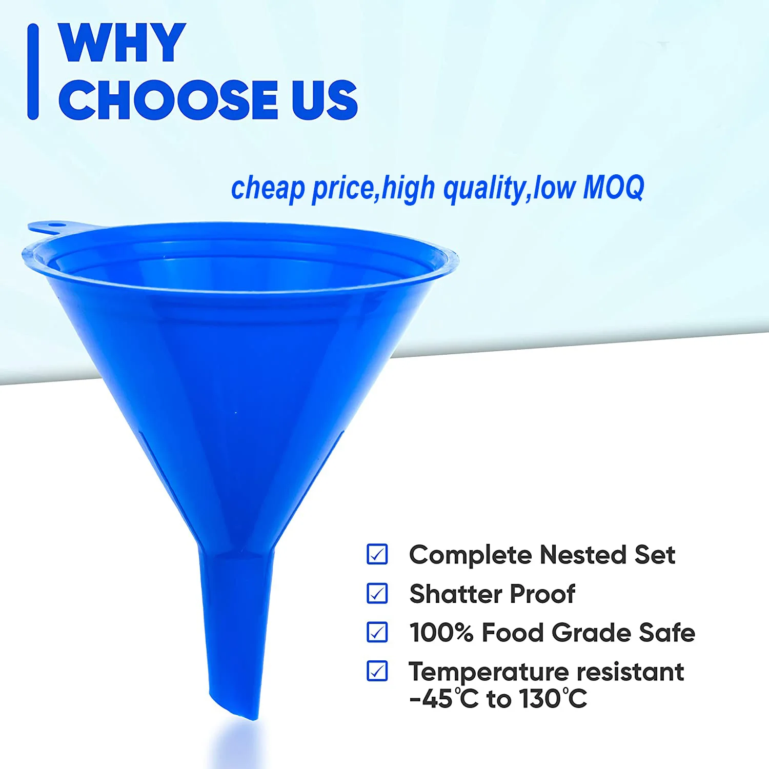 Promotional Top Quality cheap Plastic Funnel small Plastic Funnel