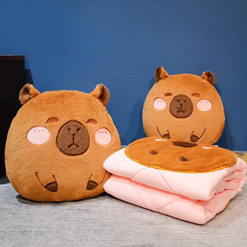 wholesale Capybara plush pillows Cute Animal Hand Warmer  stuffed bun air conditioning pillow baby security blanket