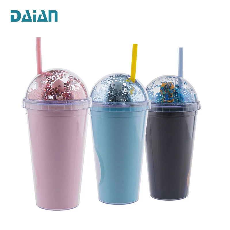 16oz Plastic Double Wall Beer Tumbler Cups with Doll