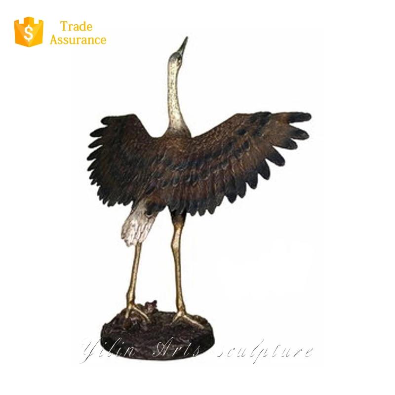Bronze Metal Crane in Garden Sculpture Bronze Bird Statue