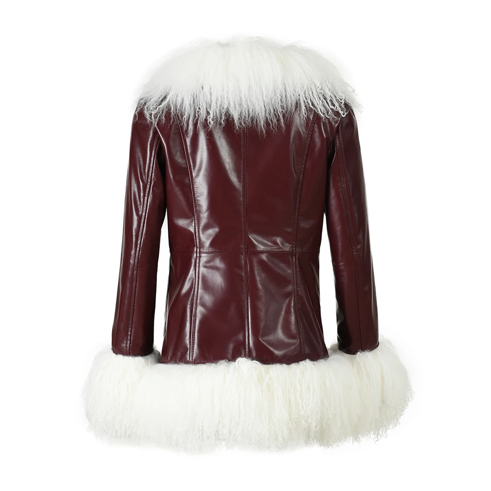 Winter Warm High Quality Wholesale Genuine Sheep Leather Jackets Wholesale Mongolian Fur Leather Woman Jacket