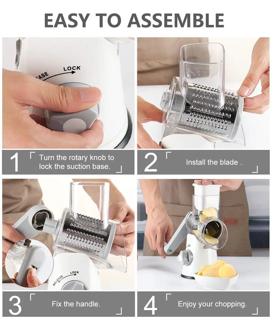 CF-25 Stainless Kitchen Rotary cheese grater electric chopper onion cutter Vegetable Grater with Potato julienne Cutter