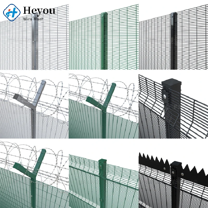 358 High Security Mesh Fencing Customized Curves Anti Corrosion 3mm-6mm Wire Diameter 12.7mm*76.2mm mesh 358 Fence with Y top