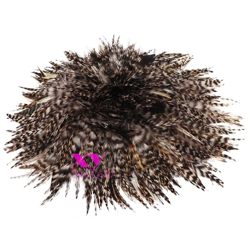 Cheap rooster saddle hackle feathers natural grey chinchilla hackle strung feathers