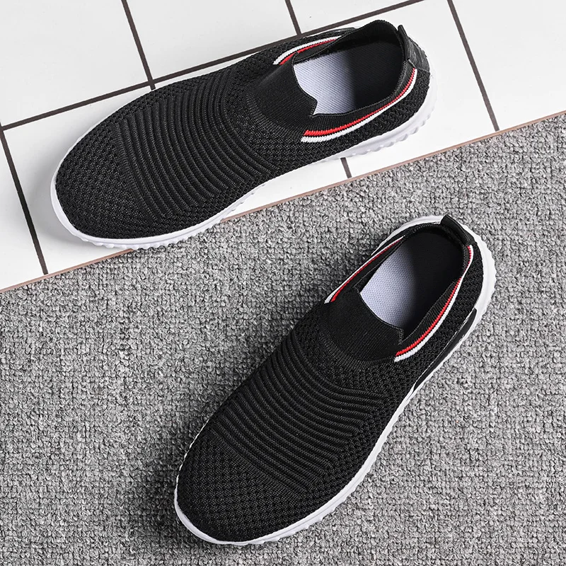 Socks shoes zapatos mujer Women Mother ladies Flat Slip on Platform Sneakers for Women Black Breathable Mesh Sock Sneaker