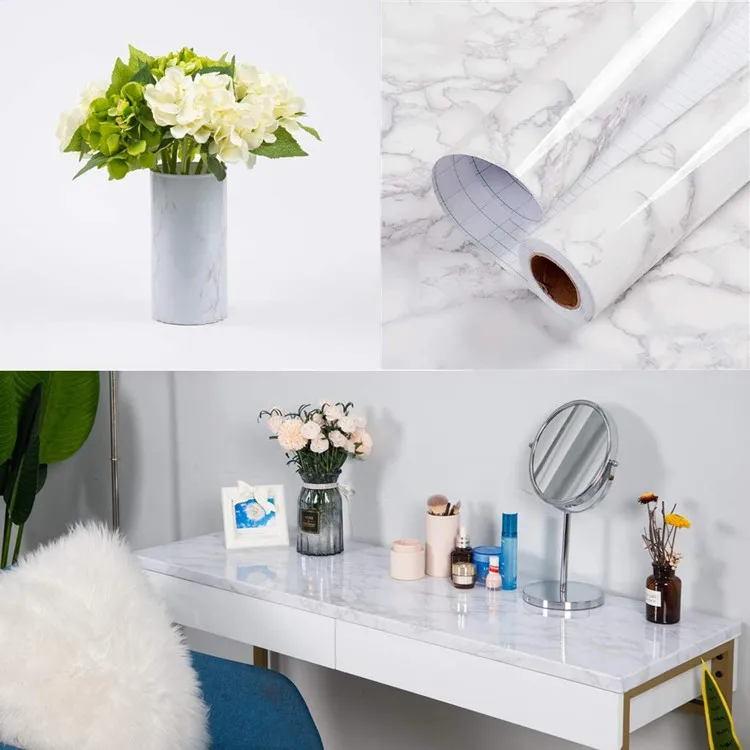 Decorative Marble Wall Covering Wall Paper Roll Kitchen Table Vanity Peel And Stick Wallpaper Self Adhesive Contact Paper
