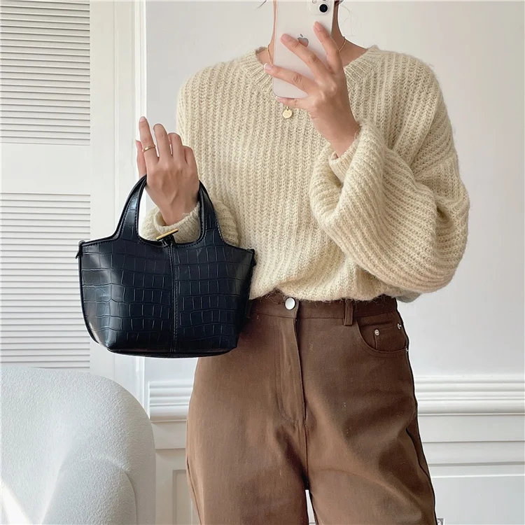 Classic PU Leather Handbags Women Luxury Alligator Crocodile Hand Bags New Design Famous Brands Lady Clutches Wristlet Handbags