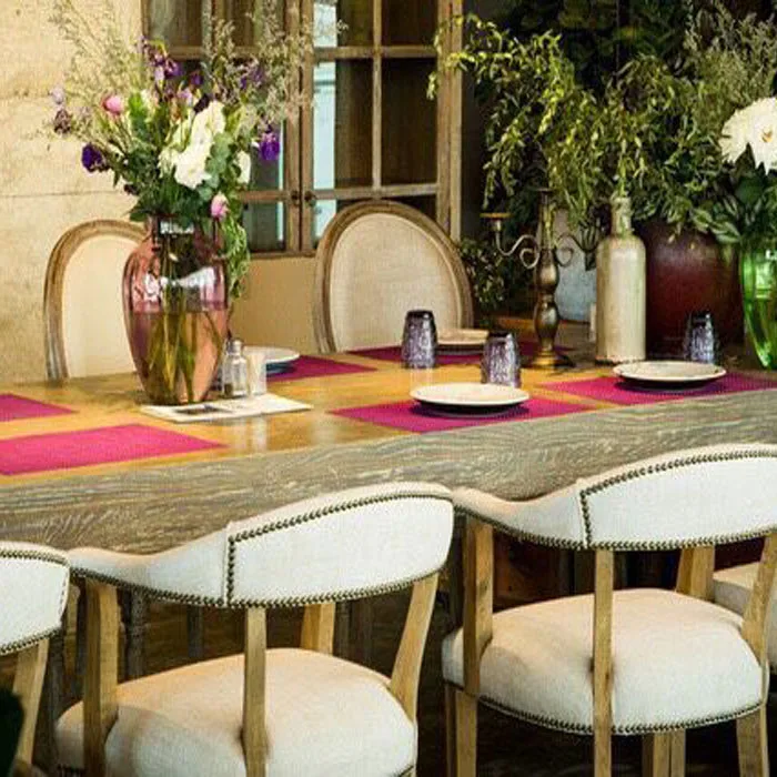 
Factory supply Antique style solid wood fabric chair nailhead design dining chair/resturant chair(KY-3475) 